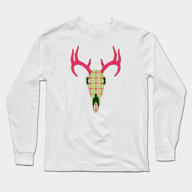 Floral Deer Skull Long Sleeve T-Shirt by Nuletto